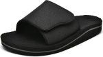 Men's Fuzzy House Slippers With Arch Support Indoor Outdoor House Shoes Heel Cup Slides with Soft Cushion Footbed