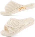 Orthopedic Slippers for Women Arch Support Indoor House Slippers Adjustable Open Toe Corduroy Bedroom Shoes with Memory Foam for Plantar Fasciitis