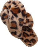 Women’s Cross Band Slippers, Soft Plush Fleece Lightweight Non Slip Open Toe Flip Flop Shoes House Indoor Outdoor Fur Fuzzy Slippers