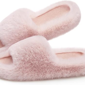 Womens Slippers with Arch Support Memory Foam Fuzzy House Slippers for Women Lightweight Cozy Indoor Open-toe Comfy Birthday Valentine's Day Gifts