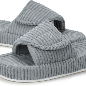 Women's Orthopedic Arch Support Slippers House Slippers for Women Adjustable Memory Foam Open Toe Indoor Bedroom Shoes Slide