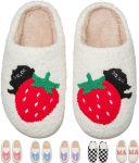 Cute Bow House Slippers Memory Foam Fuzzy Shoes for Women Non-Slip Warm Indoor Outdoor